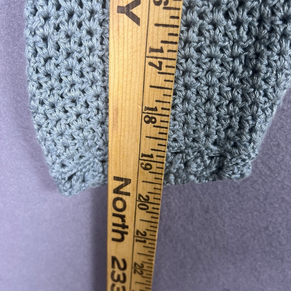VTG  90s L L‎ Bean Linen Blend Chunky Knit Crochet Cardigan Womens L Blue Button - Picture 7 of 7